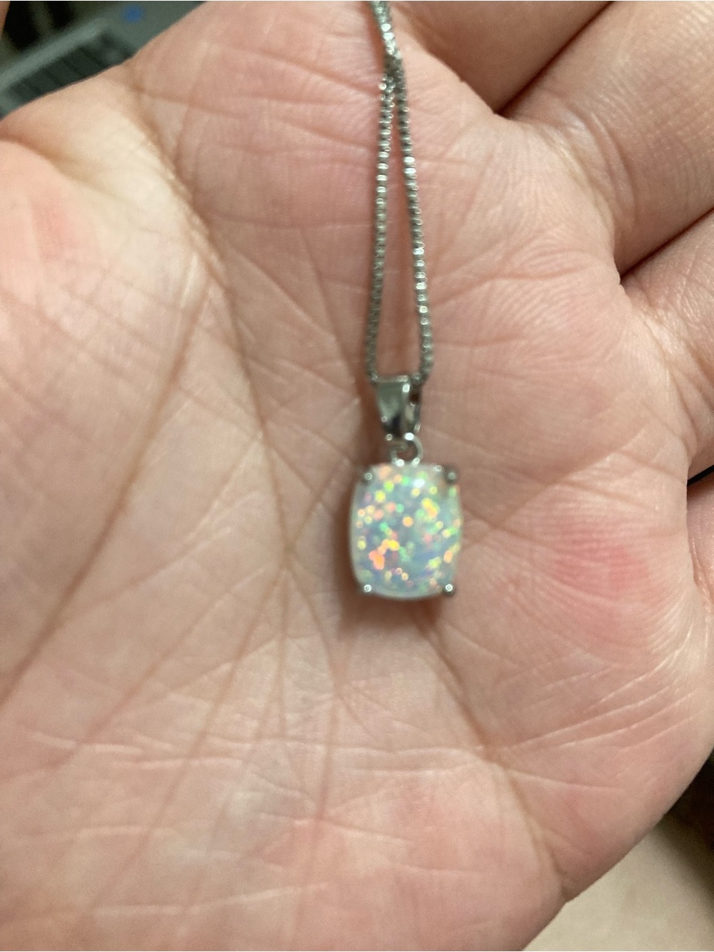 White Opal Pendant Necklace